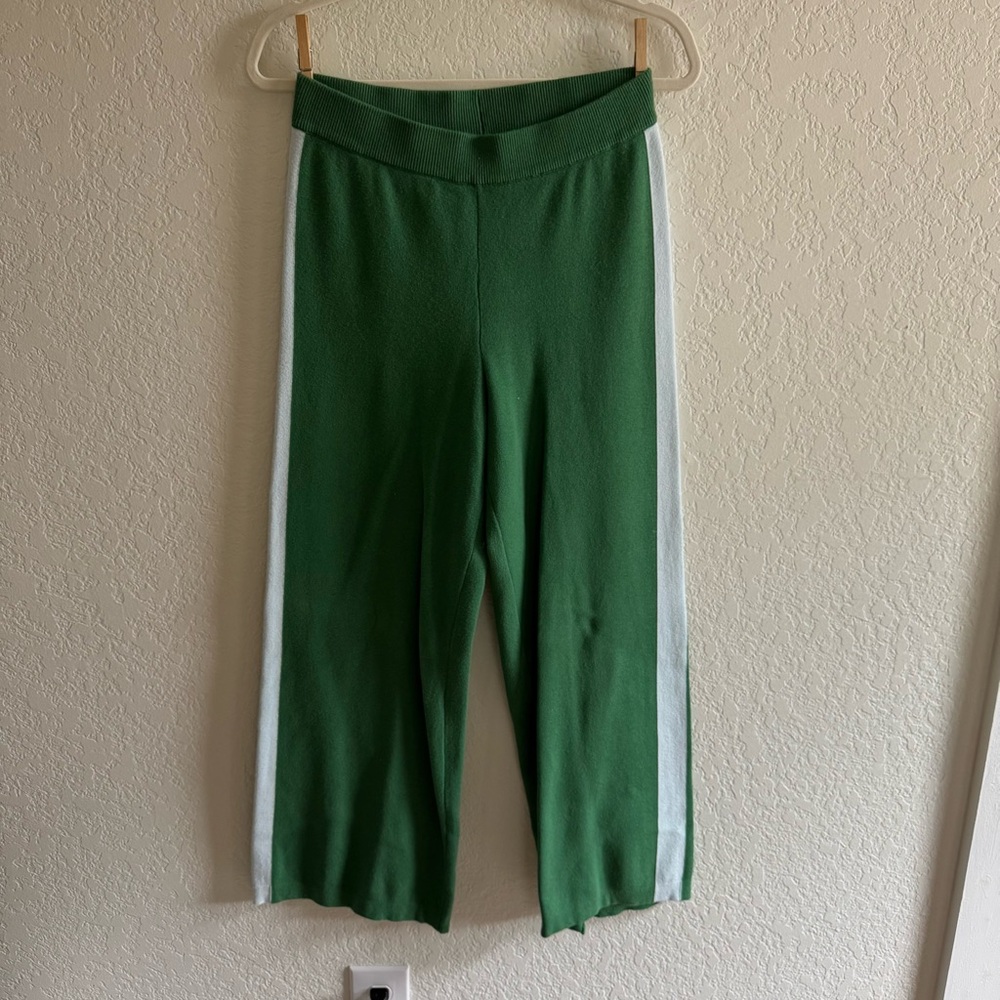 La ligne for target Green sweater Pants with blue Stripes